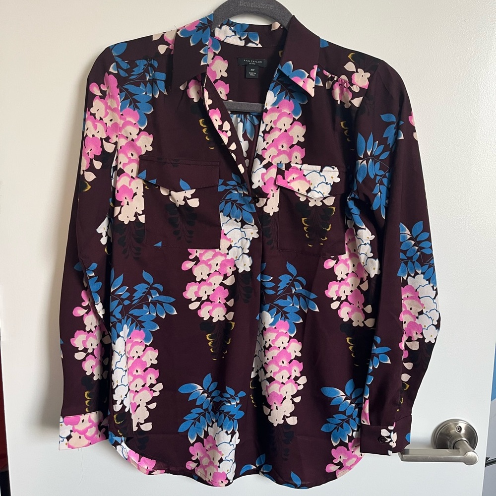 Ann Taylor Floral Blouse, Size XSP